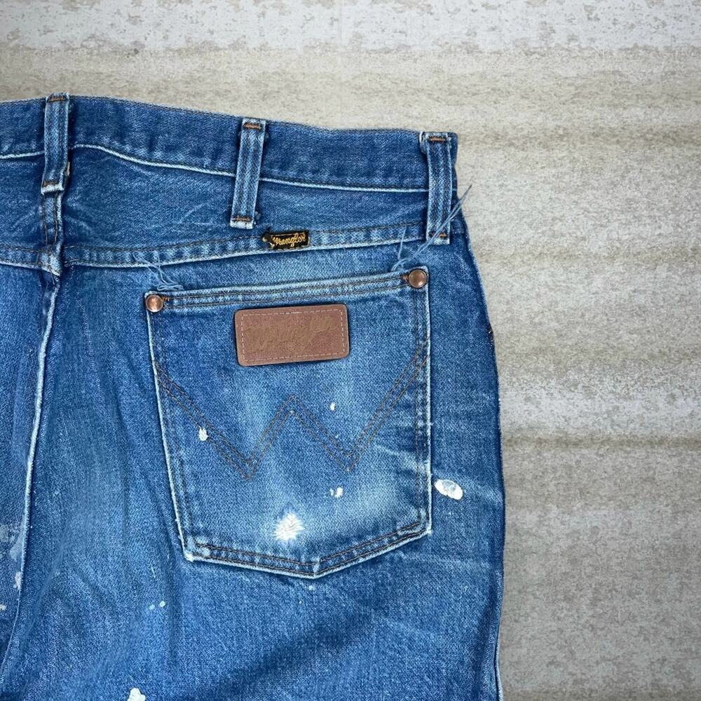 Vintage 90s Wrangler Jeans 38x32 Regular Straight Leg Fit Paint Made in USA - Picture 3 of 5